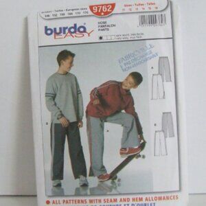 Burda 9762 sewing pattern uncut boys gym pants activewear elastic running sport